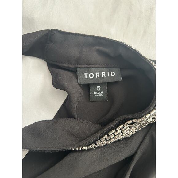 Torrid Beaded Choker Neckline Tank Blouse Womens Size 5X Black Party Event Flowy - Picture 4 of 8